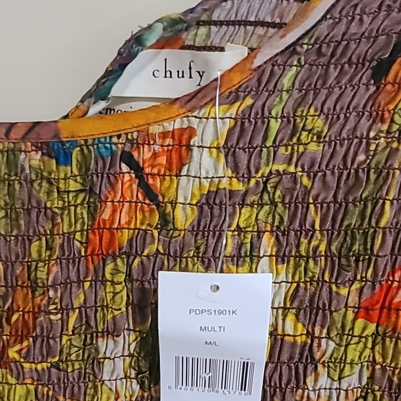 NWT Smocked Multicolor Long Sleeve Dress - Picture 2 of 6